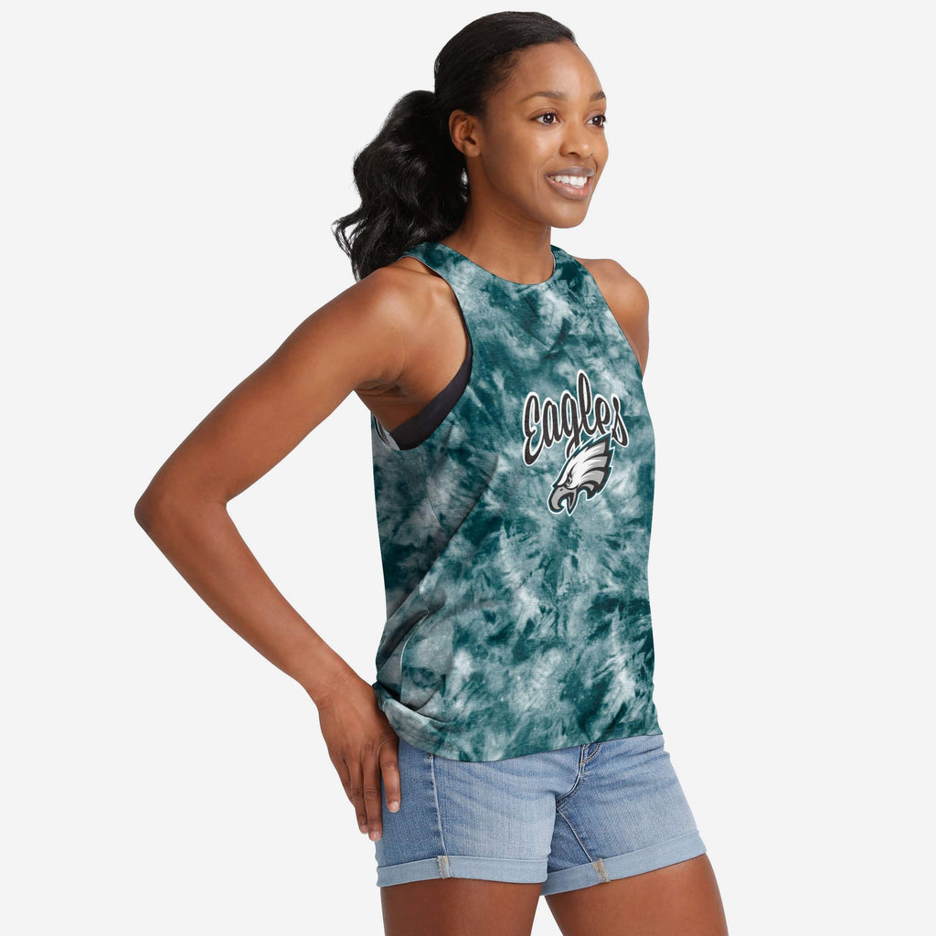 Philadelphia Eagles Womens Script Wordmark Tie-Dye Tie-Breaker Sleeveless Top FOCO S - FOCO.com