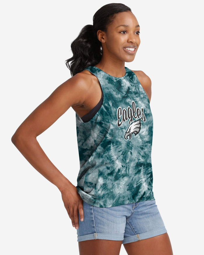 Philadelphia Eagles Womens Script Wordmark Tie-Dye Tie-Breaker Sleeveless Top FOCO S - FOCO.com