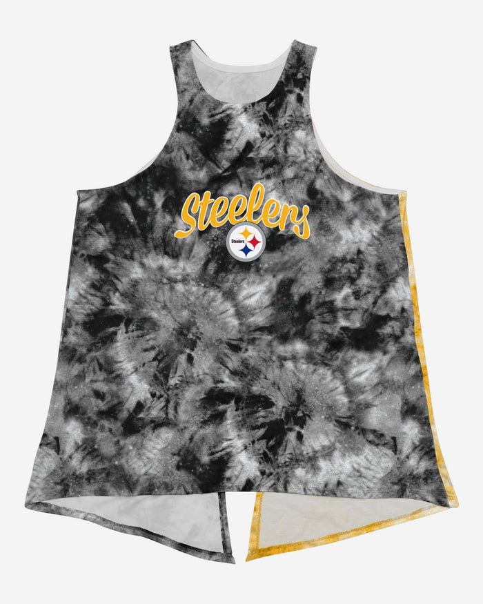 Pittsburgh Steelers Womens Script Wordmark Tie-Dye Tie-Breaker Sleeveless Top FOCO - FOCO.com