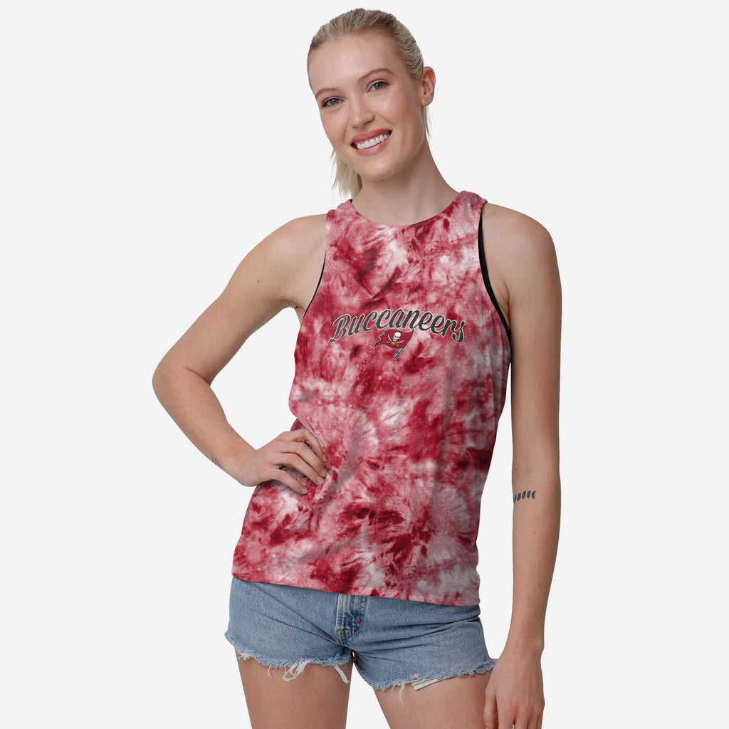 Tampa Bay Buccaneers Womens Script Wordmark Tie-Dye Tie-Breaker Sleeveless Top FOCO S - FOCO.com