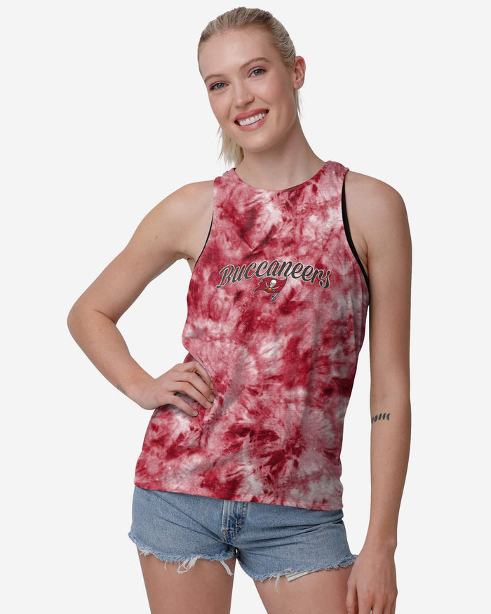 Tampa Bay Buccaneers Womens Script Wordmark Tie-Dye Tie-Breaker Sleeveless Top FOCO S - FOCO.com