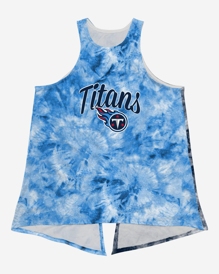 Tennessee Titans Womens Script Wordmark Tie-Dye Tie-Breaker Sleeveless Top FOCO - FOCO.com