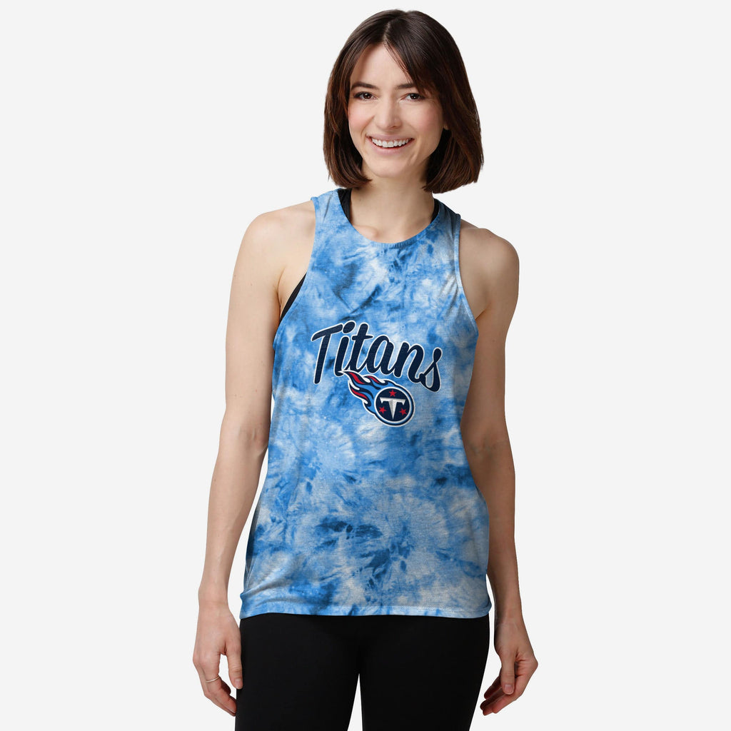 Tennessee Titans Womens Script Wordmark Tie-Dye Tie-Breaker Sleeveless Top FOCO S - FOCO.com