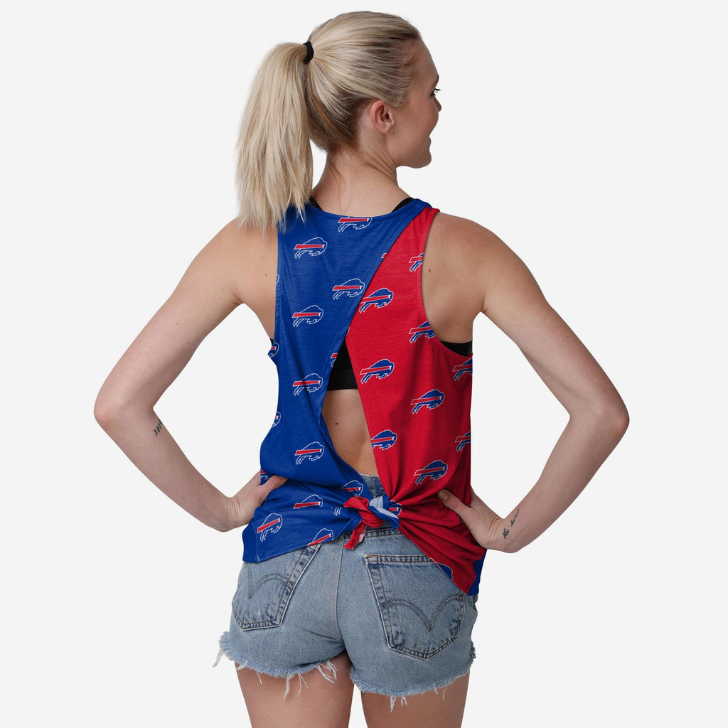 Buffalo Bills Womens Wordmark Mini Print Tie-Breaker Sleeveless Top FOCO S - FOCO.com