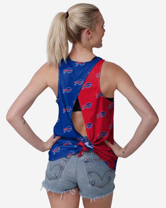 Buffalo Bills Womens Wordmark Mini Print Tie-Breaker Sleeveless Top FOCO S - FOCO.com