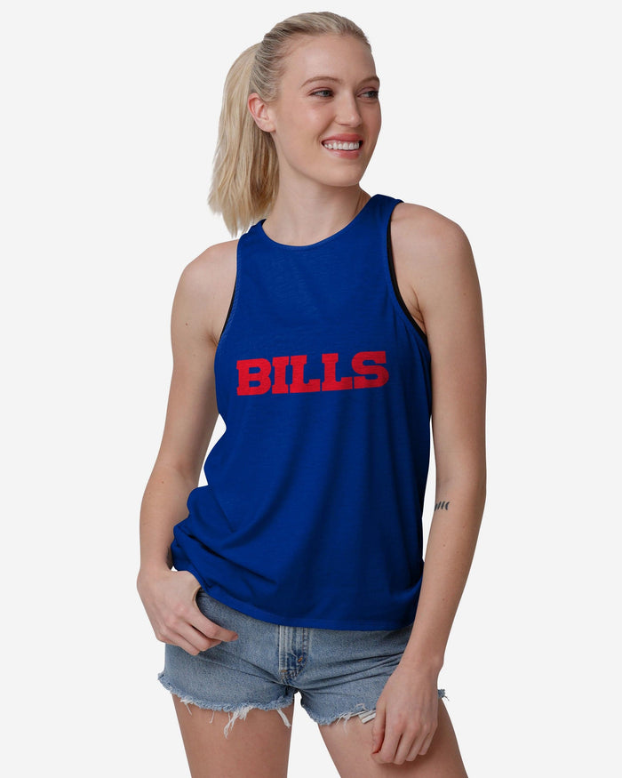 Buffalo Bills Womens Wordmark Mini Print Tie-Breaker Sleeveless Top FOCO - FOCO.com