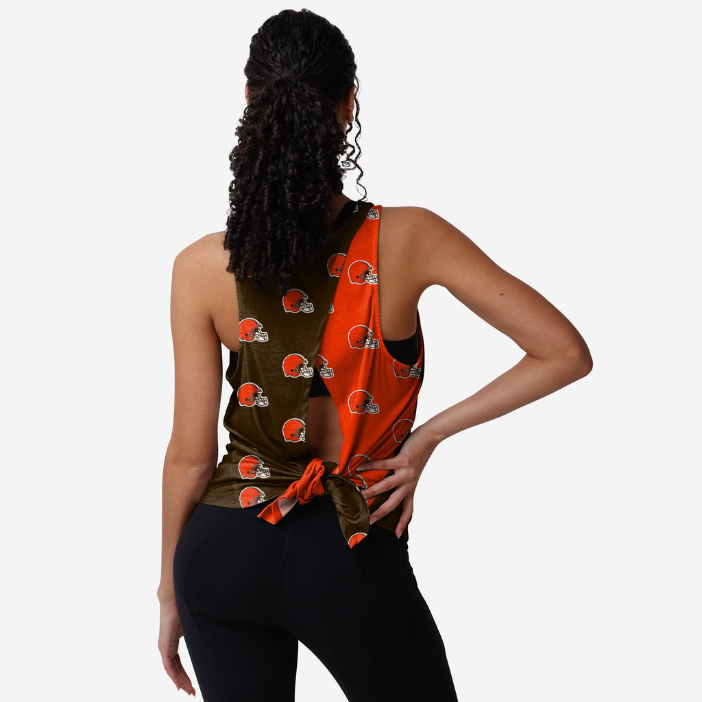 Cleveland Browns Womens Wordmark Mini Print Tie-Breaker Sleeveless Top FOCO S - FOCO.com