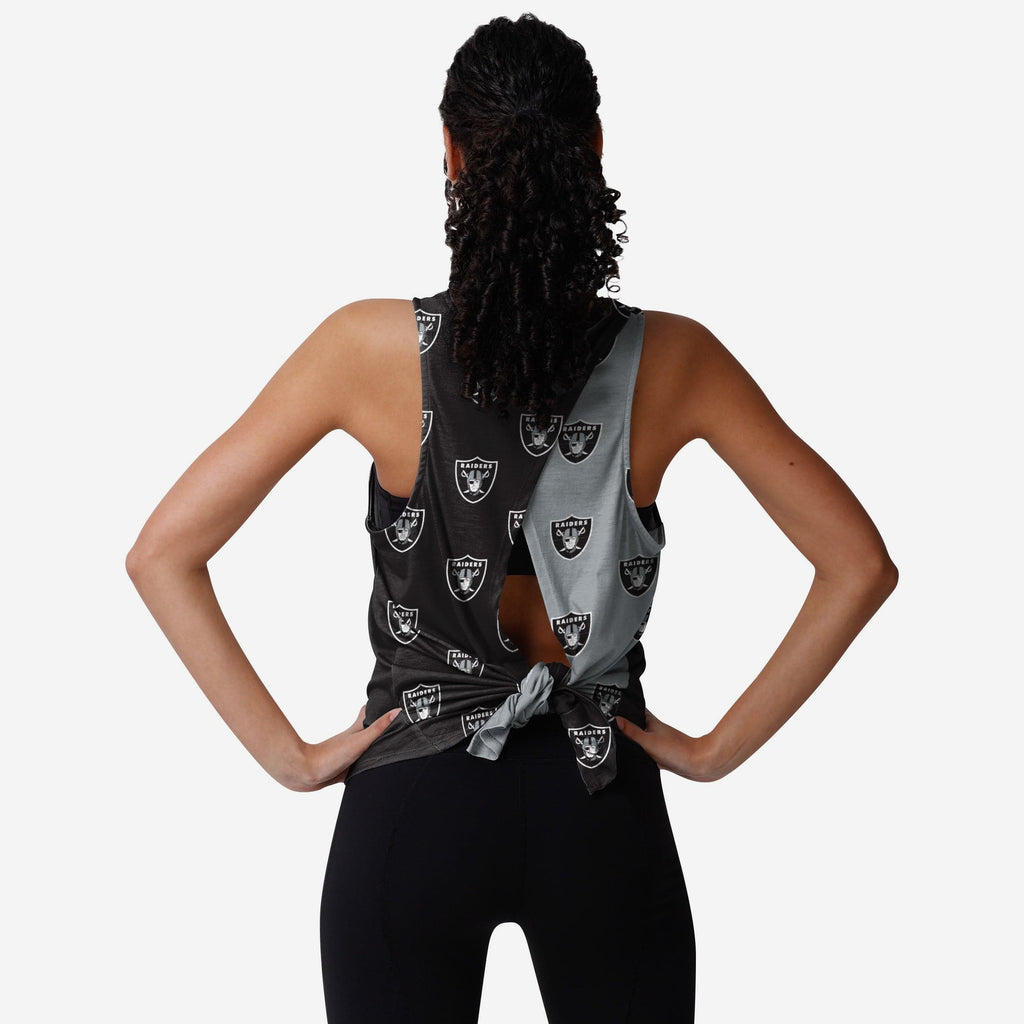 Las Vegas Raiders Womens Wordmark Mini Print Tie-Breaker Sleeveless Top FOCO - FOCO.com