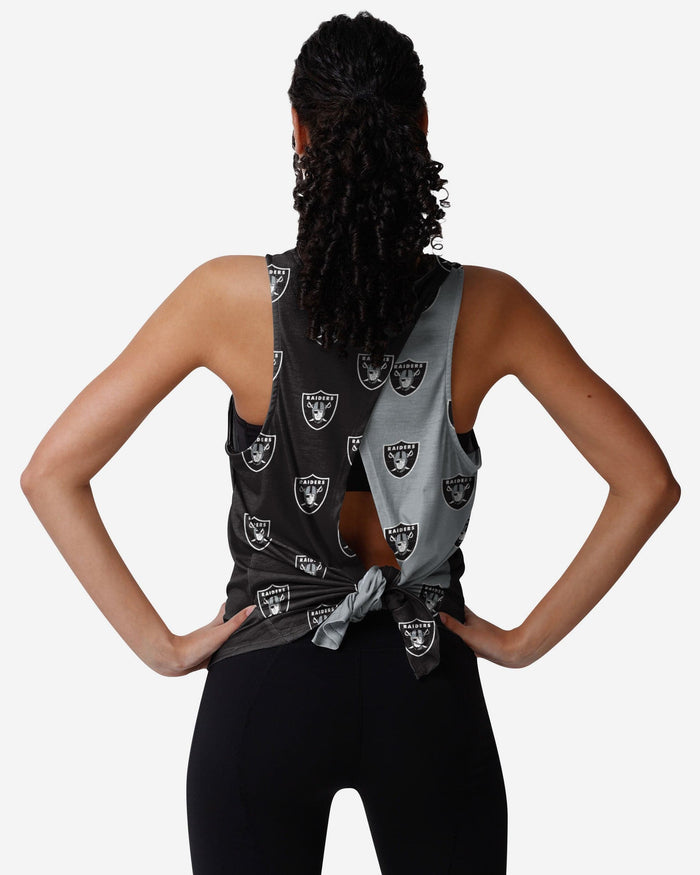 Las Vegas Raiders Womens Wordmark Mini Print Tie-Breaker Sleeveless Top FOCO - FOCO.com