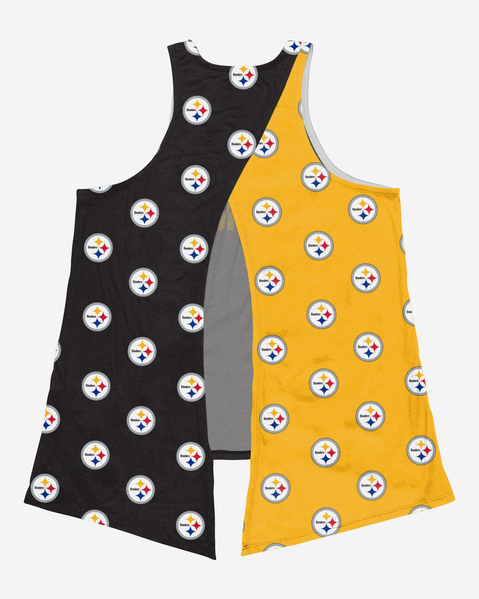 Pittsburgh Steelers Womens Wordmark Mini Print Tie-Breaker Sleeveless Top FOCO - FOCO.com