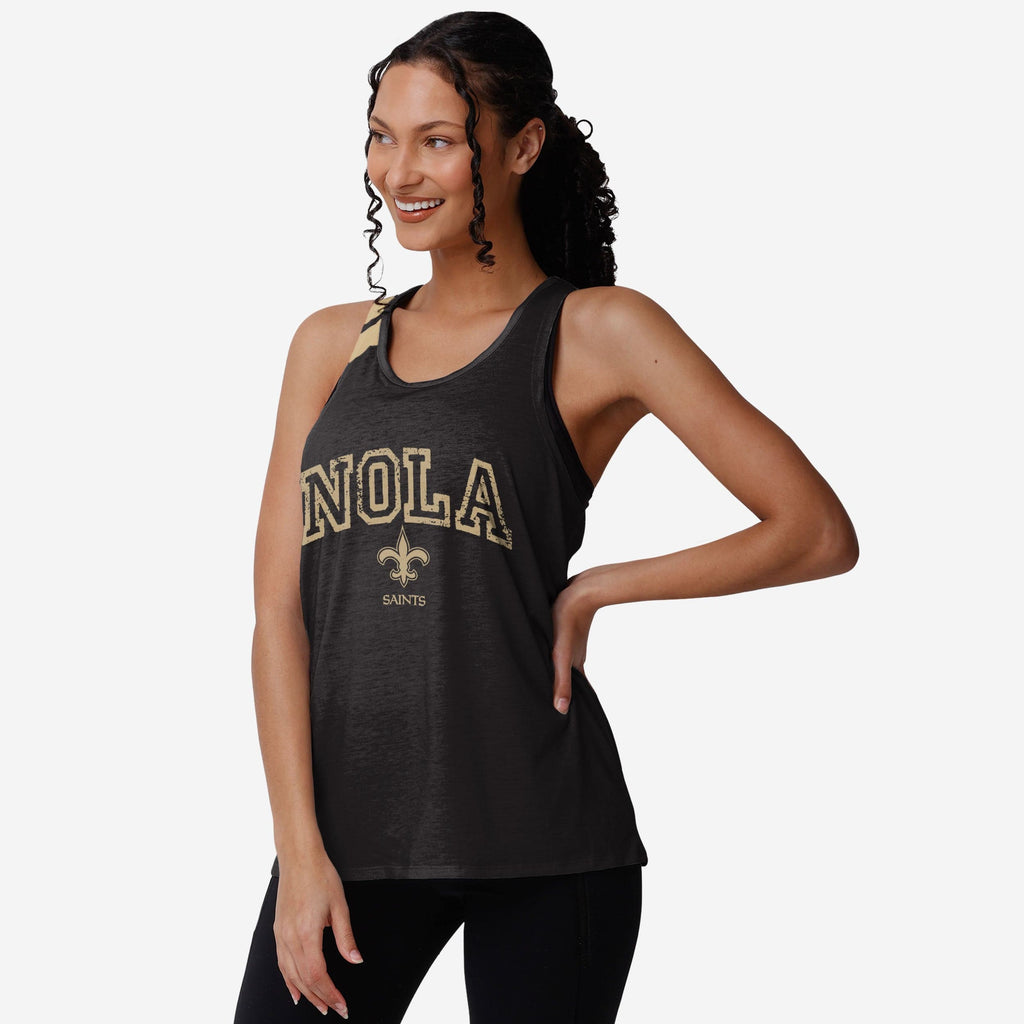 New Orleans Saints Womens Team Twist Sleeveless Top FOCO S - FOCO.com