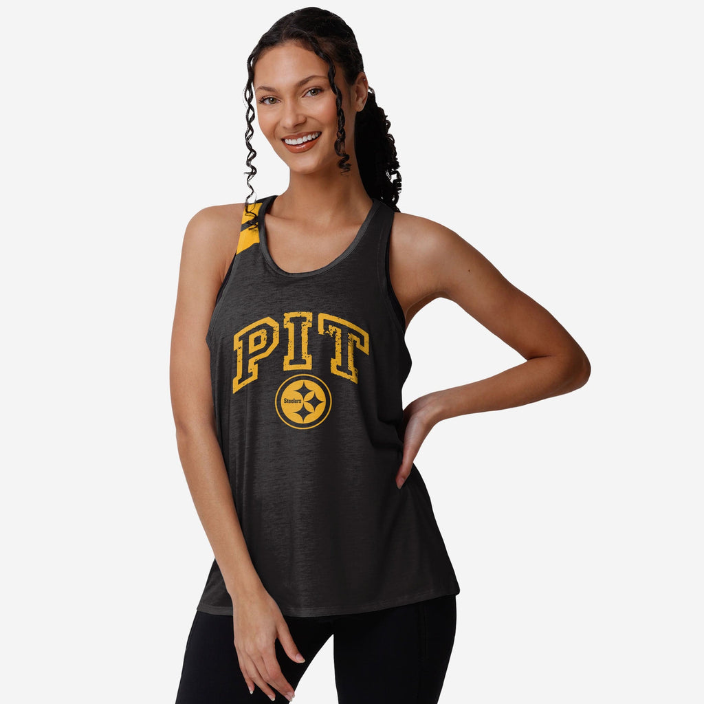 Pittsburgh Steelers Womens Team Twist Sleeveless Top FOCO S - FOCO.com