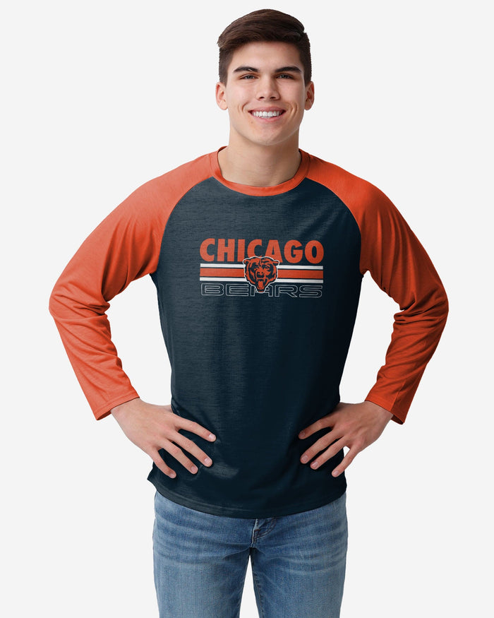 Chicago Bears Colorblock Wordmark Raglan T-Shirt FOCO S - FOCO.com