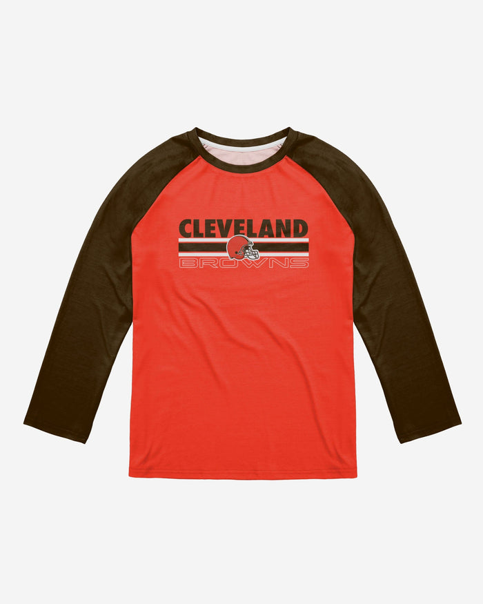 Cleveland Browns Colorblock Wordmark Raglan T-Shirt FOCO - FOCO.com