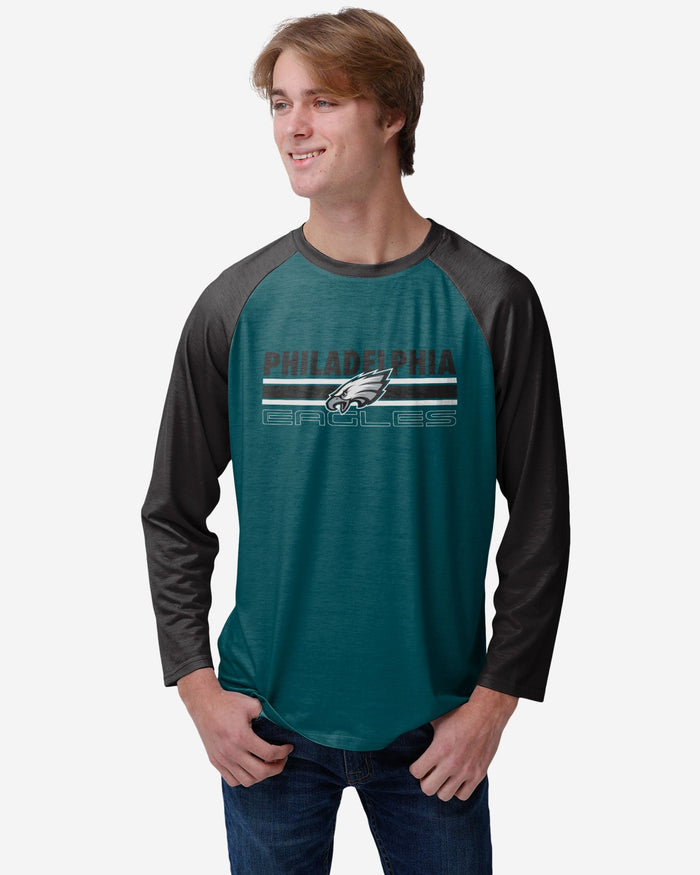 Philadelphia Eagles Colorblock Wordmark Raglan T-Shirt FOCO S - FOCO.com