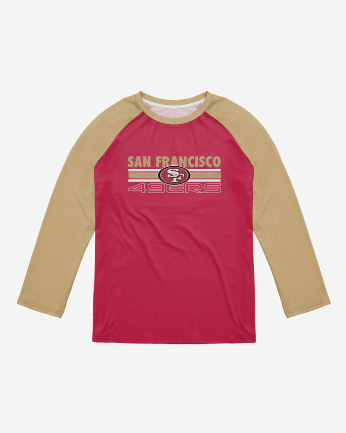 San Francisco 49ers Colorblock Wordmark Raglan T-Shirt FOCO - FOCO.com