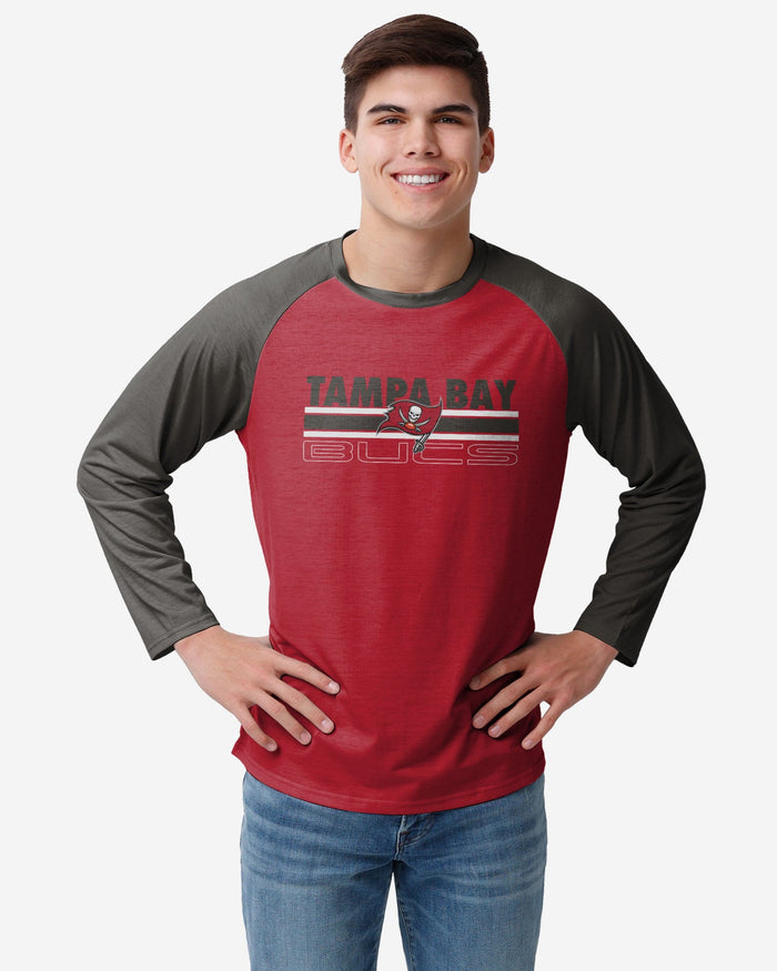 Tampa Bay Buccaneers Colorblock Wordmark Raglan T-Shirt FOCO S - FOCO.com