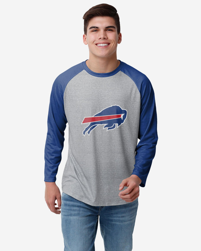 Buffalo Bills Gray Big Logo Raglan T-Shirt FOCO S - FOCO.com