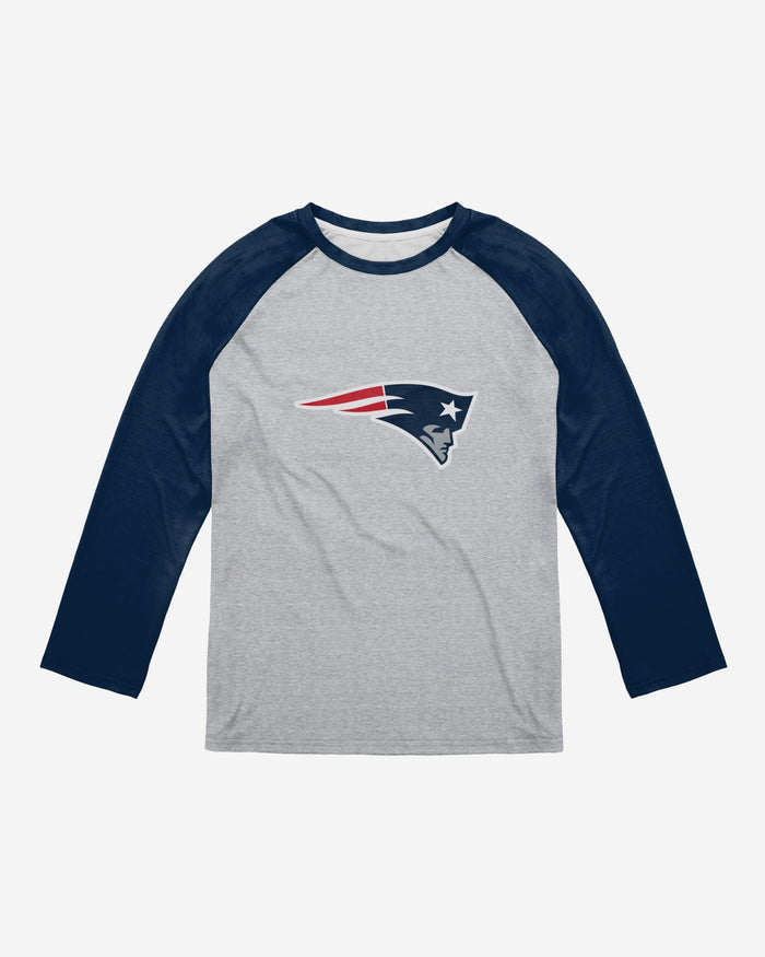 New England Patriots Gray Big Logo Raglan T-Shirt FOCO - FOCO.com