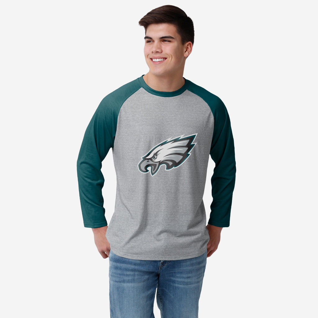 Philadelphia Eagles Gray Big Logo Raglan T-Shirt FOCO S - FOCO.com