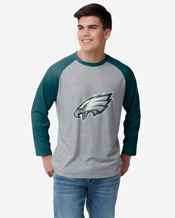 Philadelphia Eagles Gray Big Logo Raglan T-Shirt FOCO S - FOCO.com