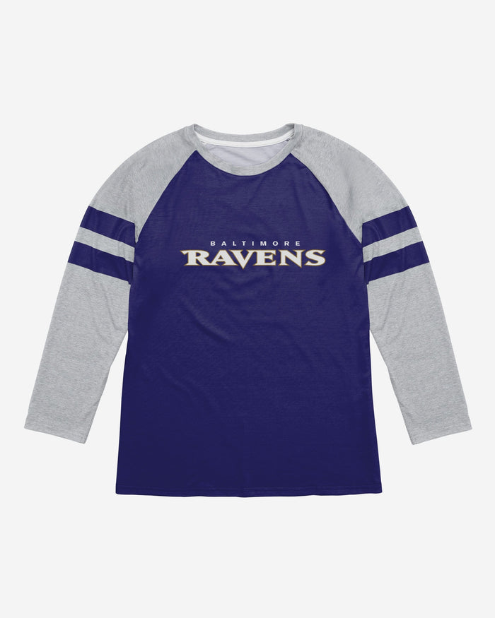 Baltimore Ravens Team Stripe Wordmark Raglan T-Shirt FOCO - FOCO.com