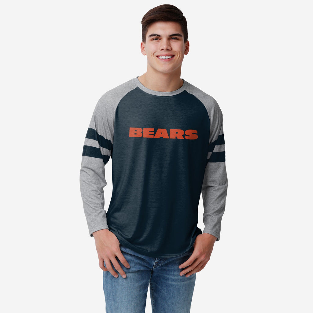 Chicago Bears Team Stripe Wordmark Raglan T-Shirt FOCO S - FOCO.com