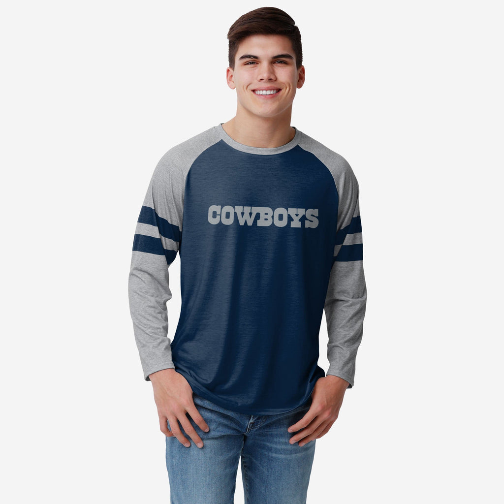 Dallas Cowboys Team Stripe Wordmark Raglan T-Shirt FOCO S - FOCO.com