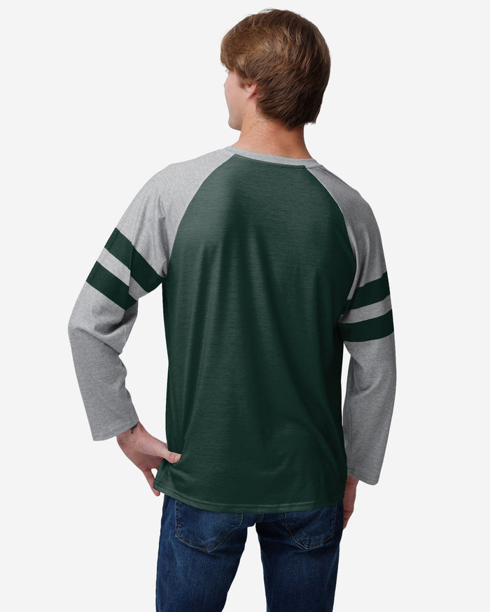 Green Bay Packers Team Stripe Wordmark Raglan T-Shirt FOCO - FOCO.com