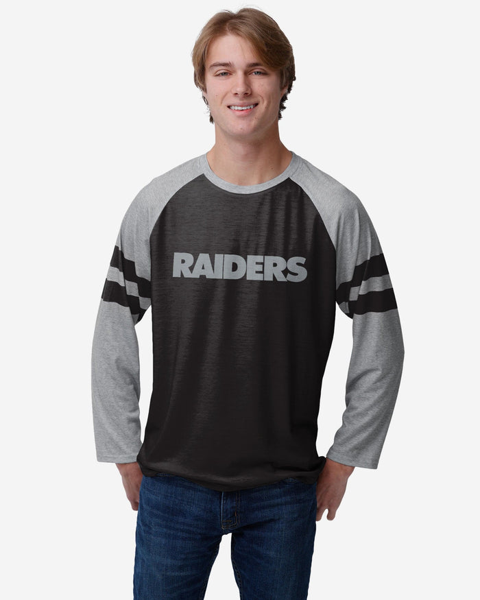 Las Vegas Raiders Team Stripe Wordmark Raglan T-Shirt FOCO S - FOCO.com