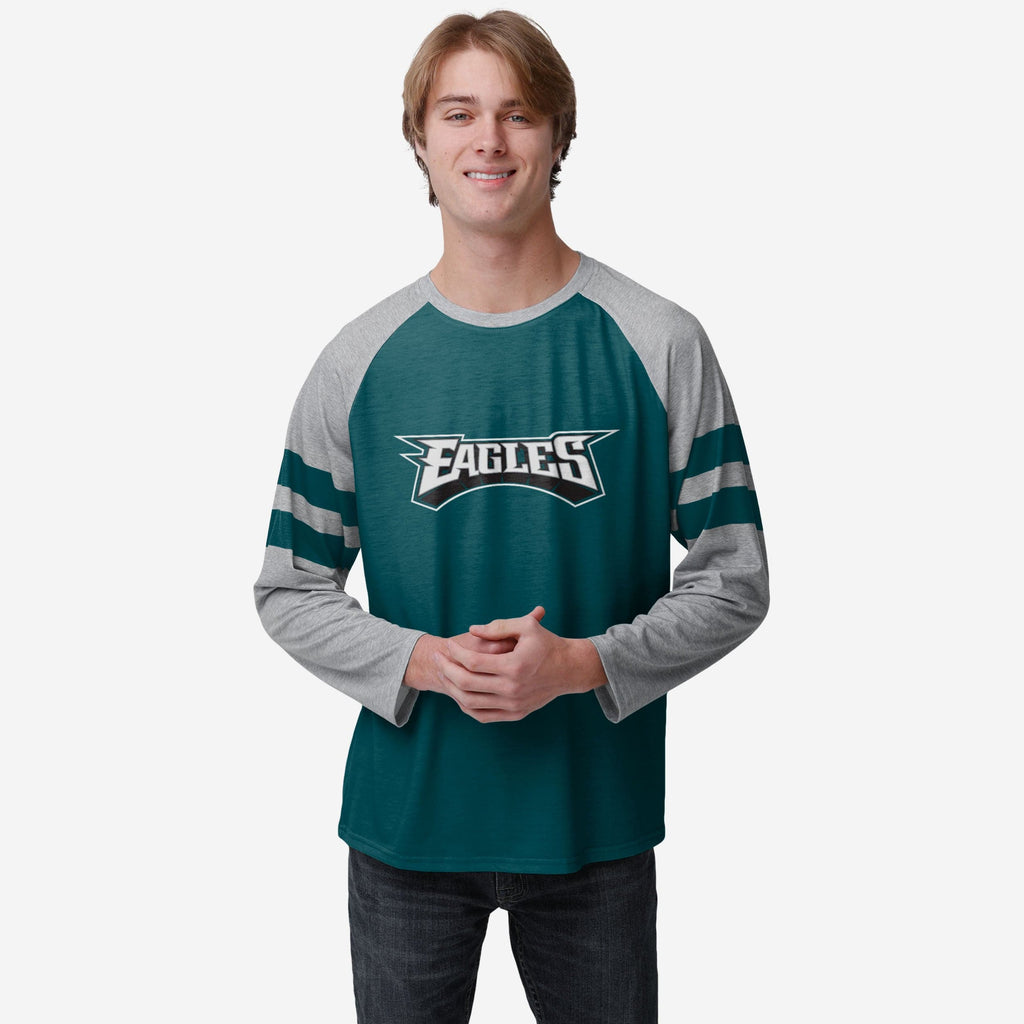 Philadelphia Eagles Team Stripe Wordmark Raglan T-Shirt FOCO S - FOCO.com