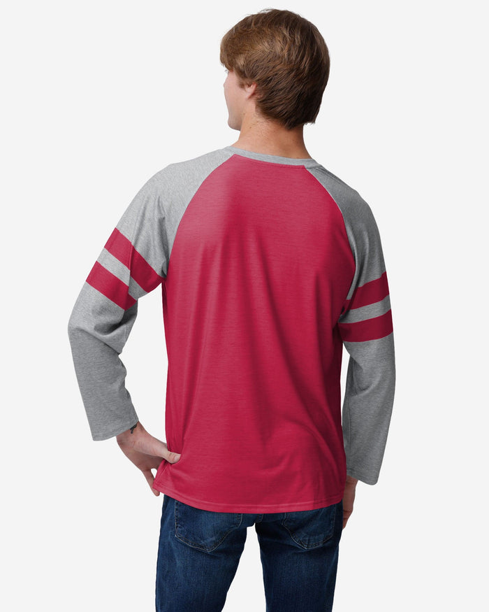 San Francisco 49ers Team Stripe Wordmark Raglan T-Shirt FOCO - FOCO.com