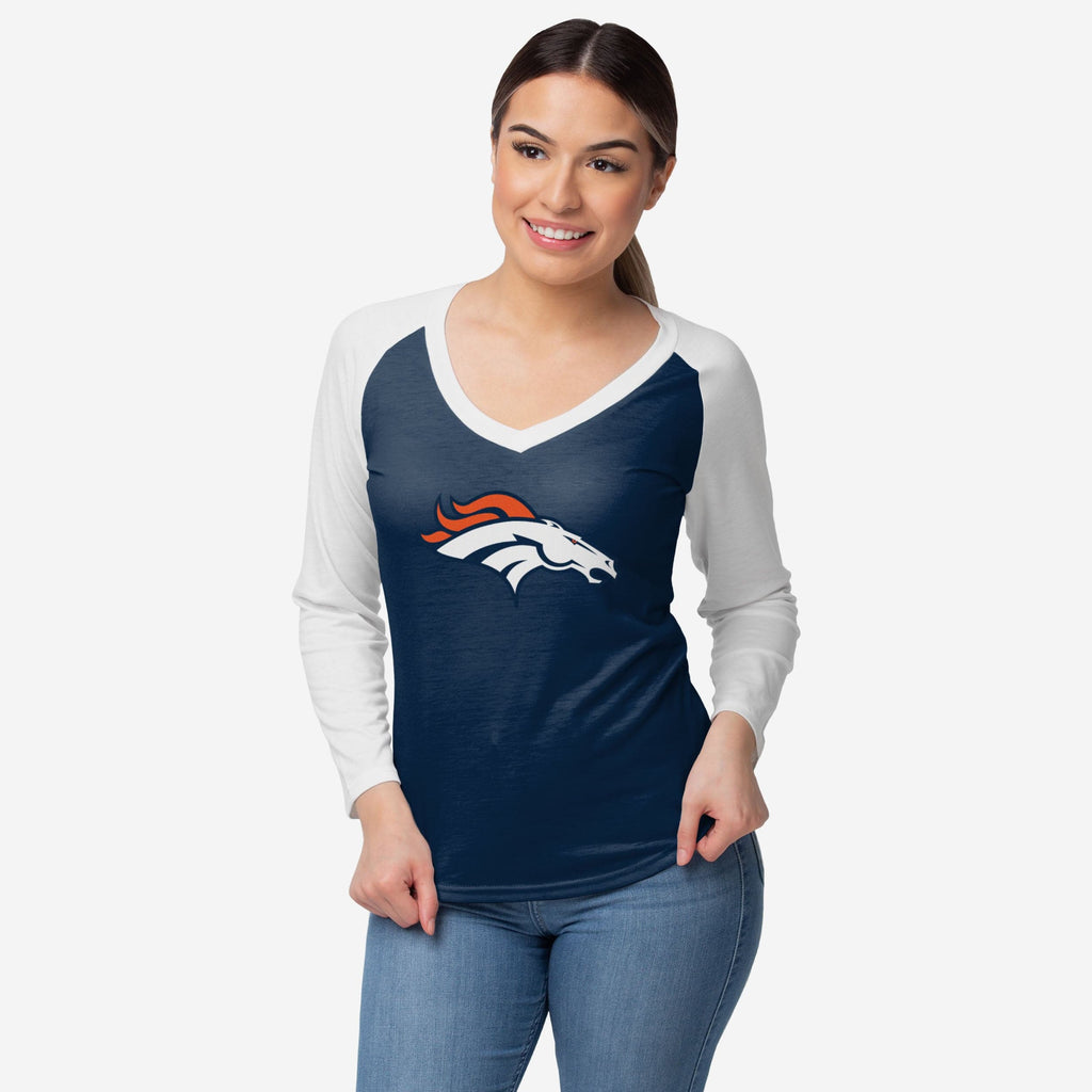 Denver Broncos Womens Big Logo Solid Raglan T-Shirt FOCO S - FOCO.com