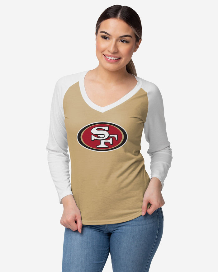 San Francisco 49ers Womens Big Logo Solid Raglan T-Shirt FOCO S - FOCO.com