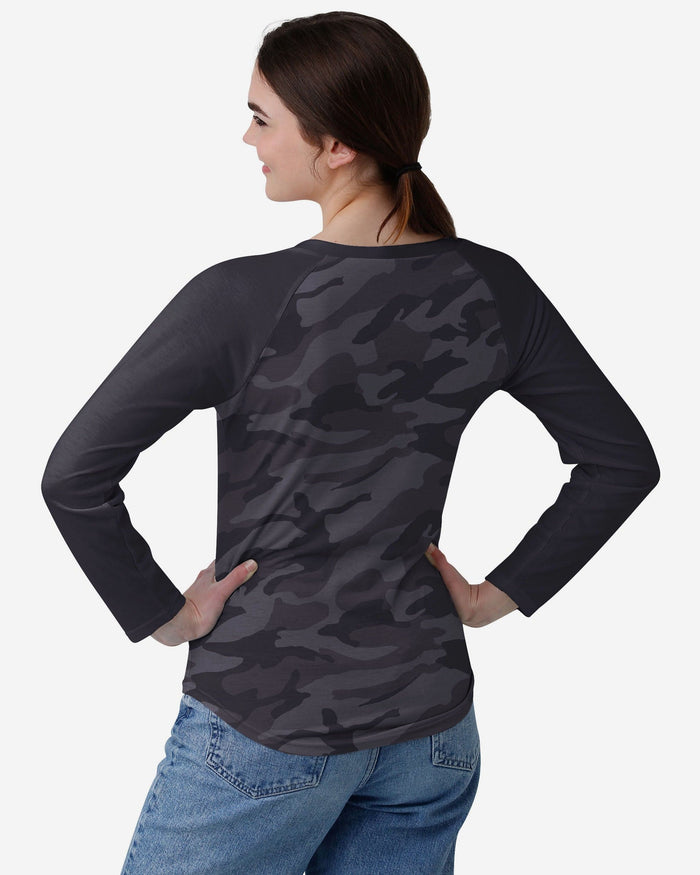 Pittsburgh Steelers Womens Wordmark Tonal Camo Raglan T-Shirt FOCO - FOCO.com