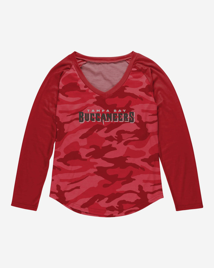 Tampa Bay Buccaneers Womens Wordmark Tonal Camo Raglan T-Shirt FOCO - FOCO.com