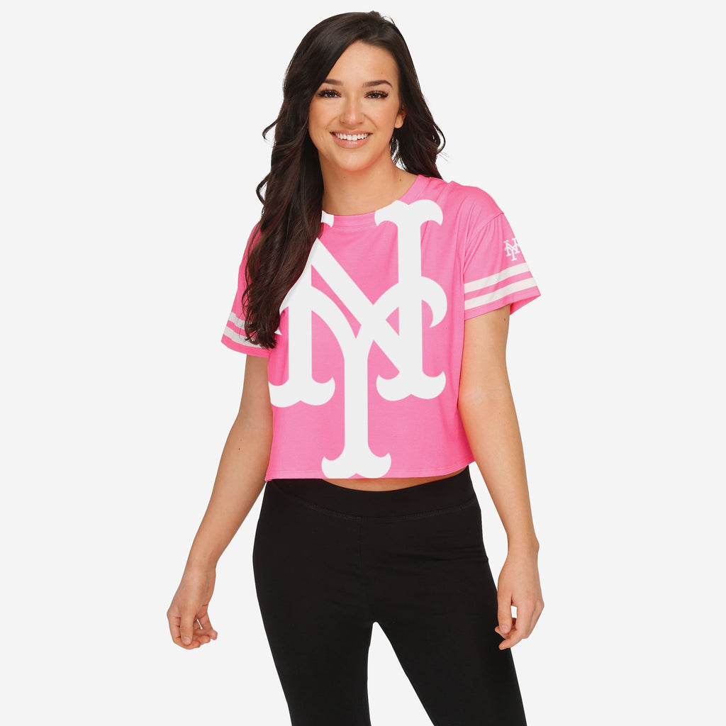 New York Mets Womens Highlights Crop Top FOCO S - FOCO.com