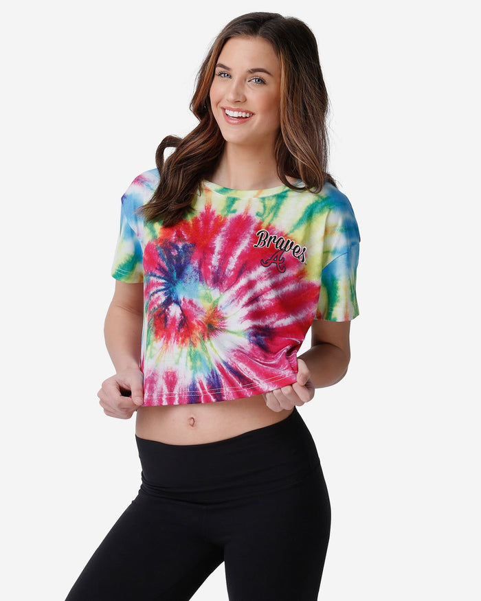 Atlanta Braves Womens Pastel Tie-Dye Crop Top FOCO S - FOCO.com