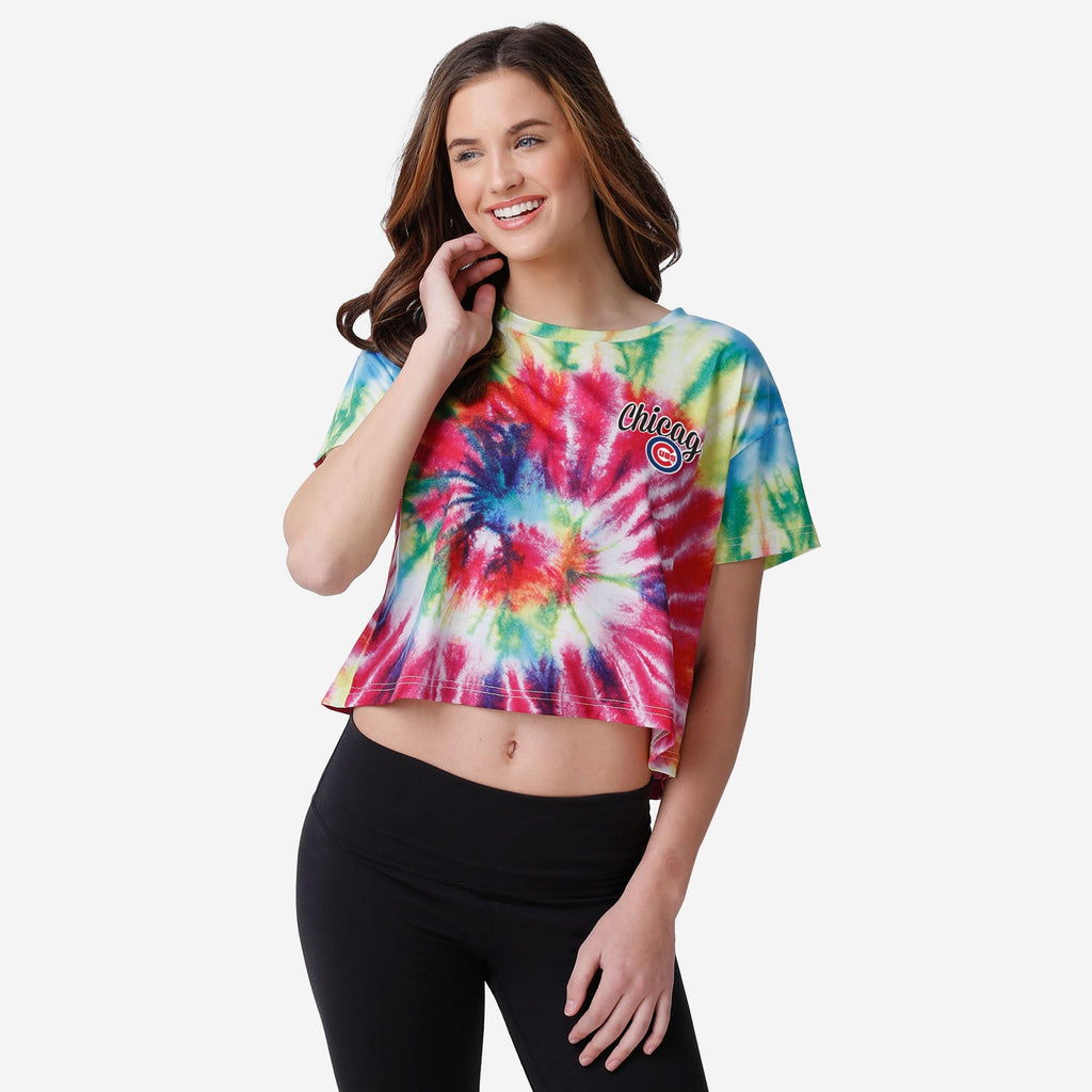 Chicago Cubs Womens Pastel Tie-Dye Crop Top FOCO S - FOCO.com