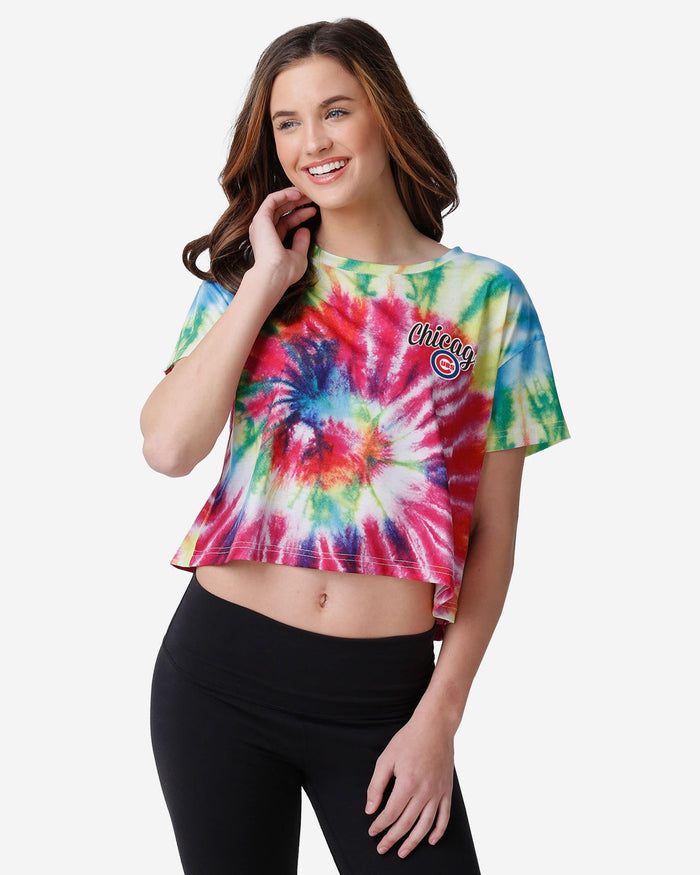 Chicago Cubs Womens Pastel Tie-Dye Crop Top FOCO S - FOCO.com