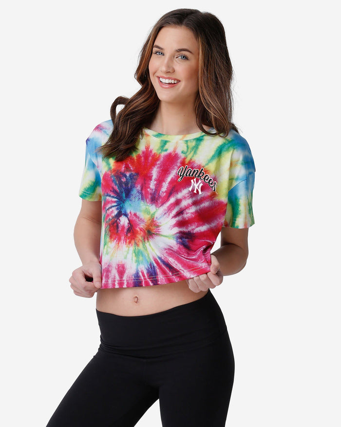 New York Yankees Womens Pastel Tie-Dye Crop Top FOCO S - FOCO.com