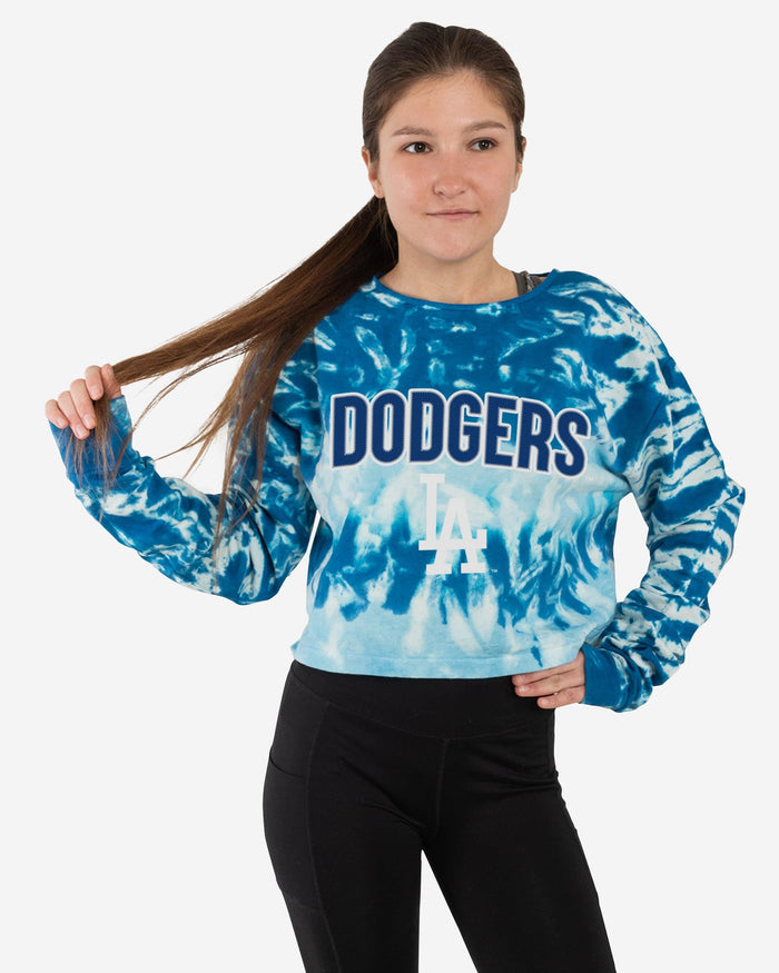 Los Angeles Dodgers Womens Tie-Dye Rush Cropped Sweater FOCO S - FOCO.com