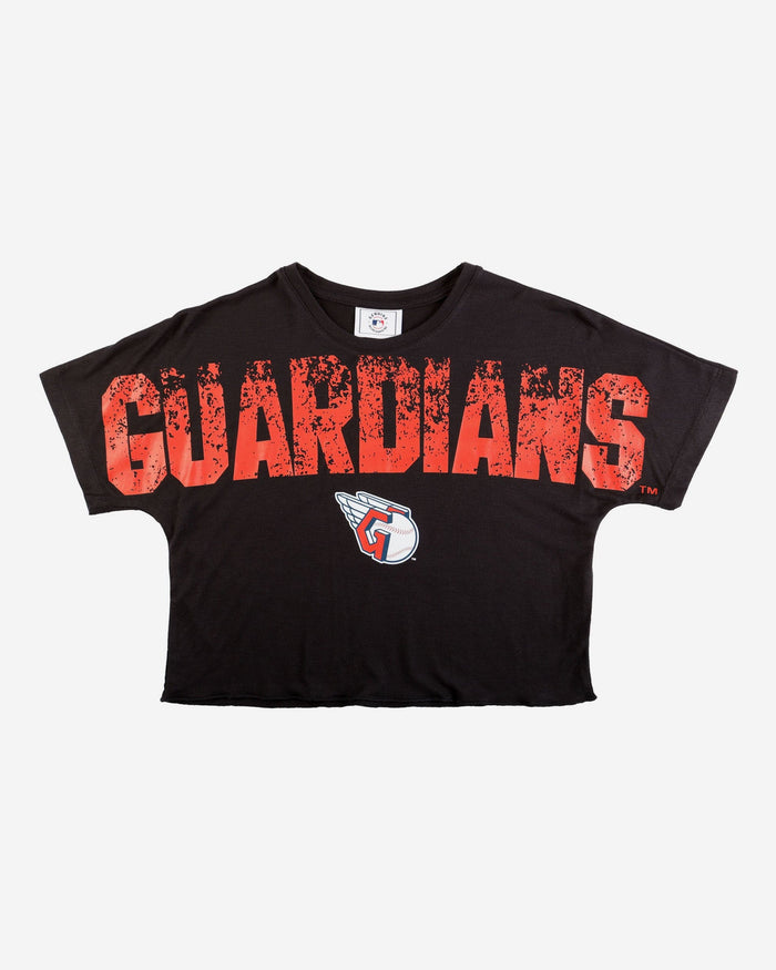 Cleveland Guardians Womens Petite Distressed Wordmark Crop Top FOCO - FOCO.com