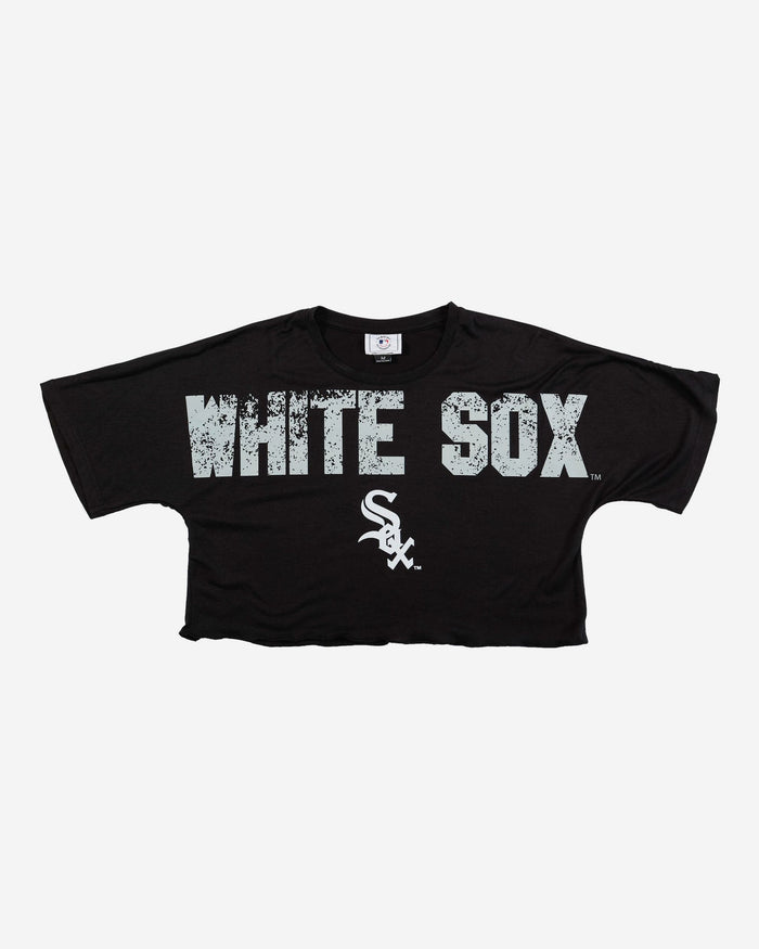 Chicago White Sox Womens Petite Distressed Wordmark Crop Top FOCO - FOCO.com