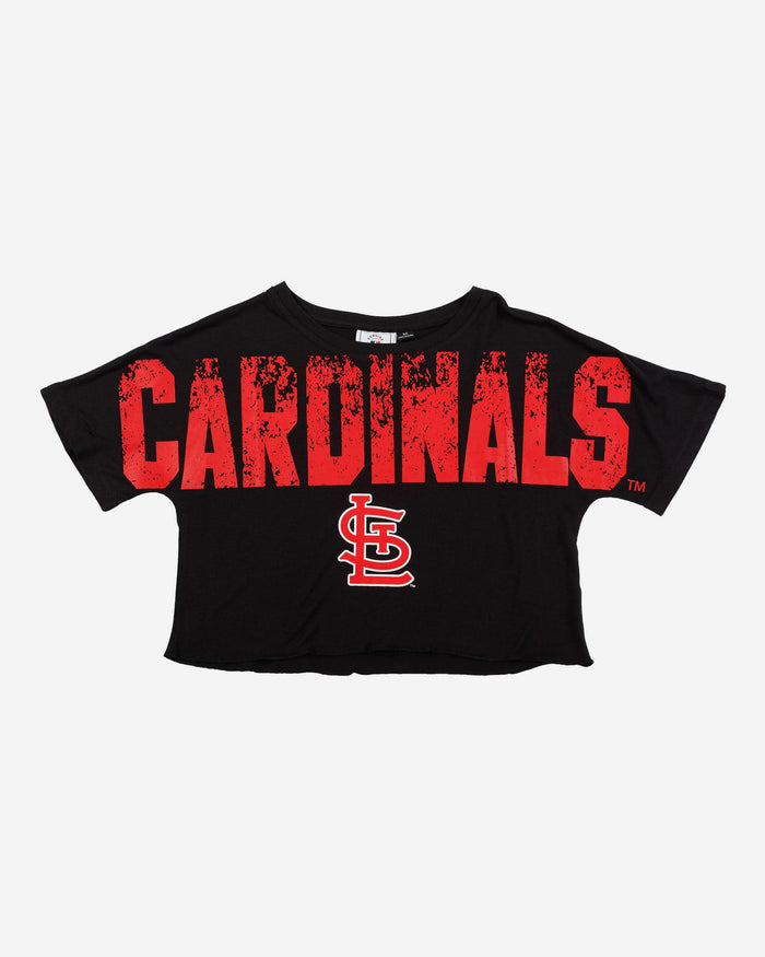 St Louis Cardinals Womens Petite Distressed Wordmark Crop Top FOCO - FOCO.com