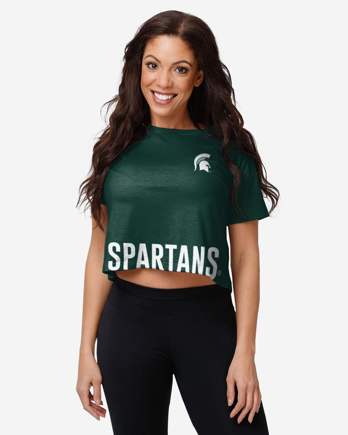 Michigan State Spartans Womens Bottom Line Crop Top FOCO S - FOCO.com