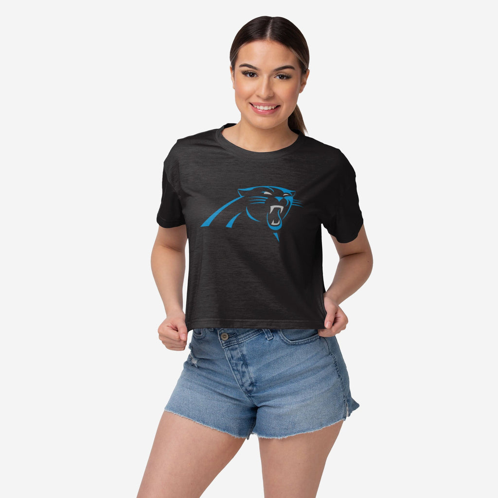 Carolina Panthers Womens Alternate Team Color Crop Top FOCO S - FOCO.com