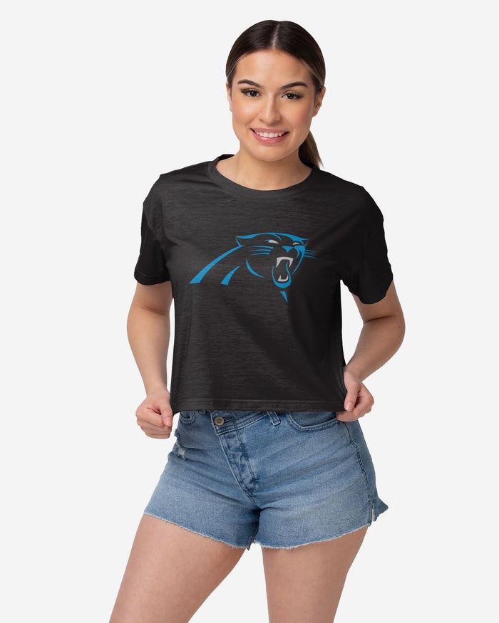 Carolina Panthers Womens Alternate Team Color Crop Top FOCO S - FOCO.com