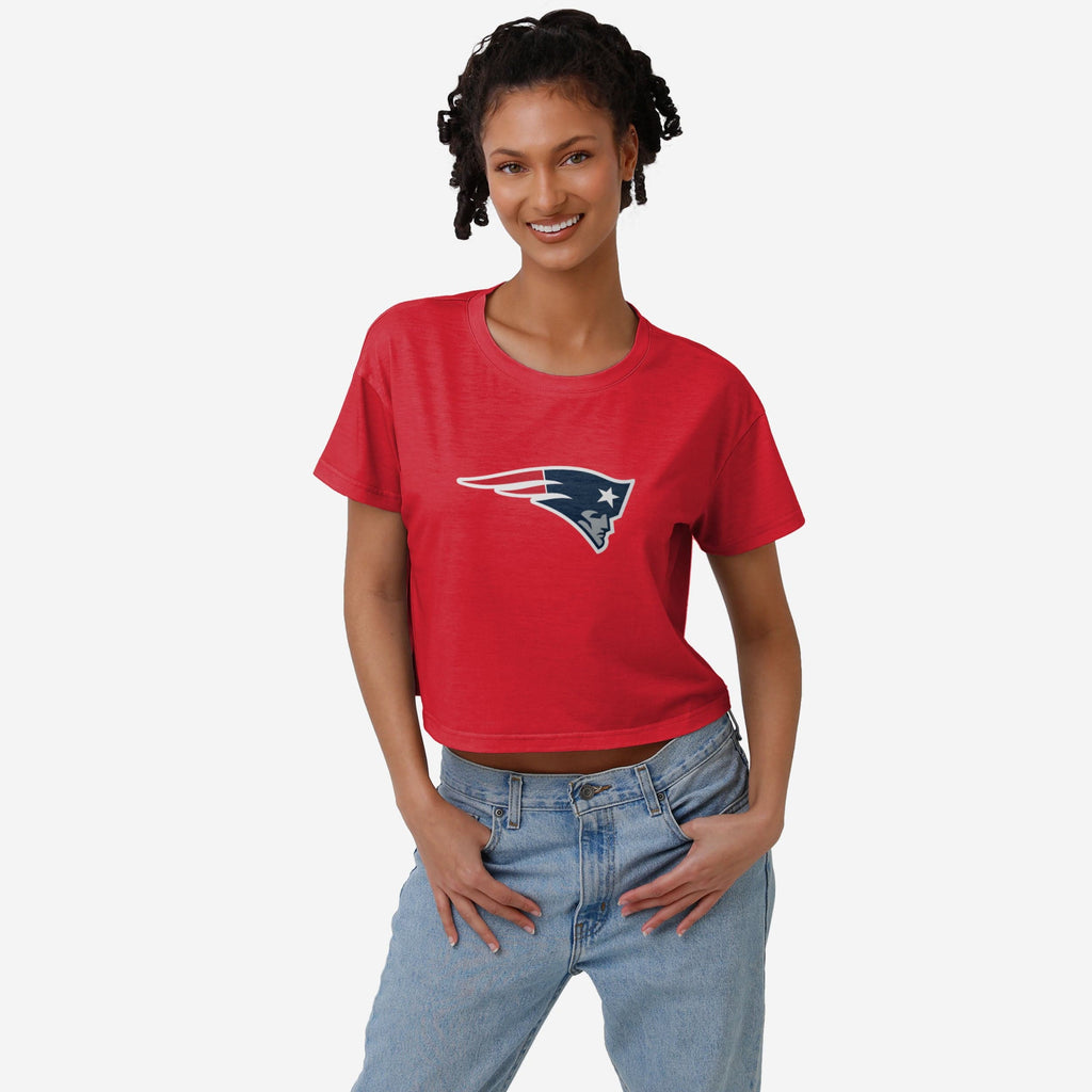 New England Patriots Womens Alternate Team Color Crop Top FOCO S - FOCO.com