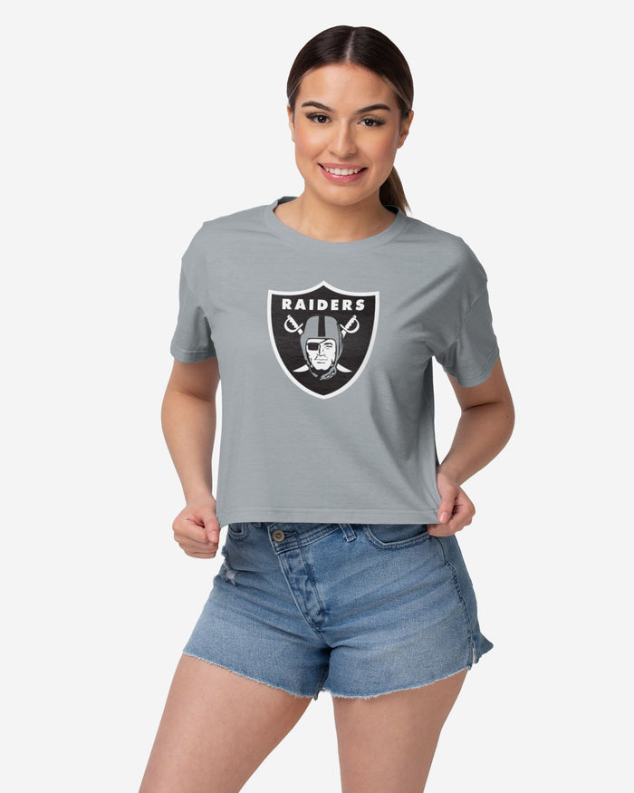 Las Vegas Raiders Womens Alternate Team Color Crop Top FOCO S - FOCO.com